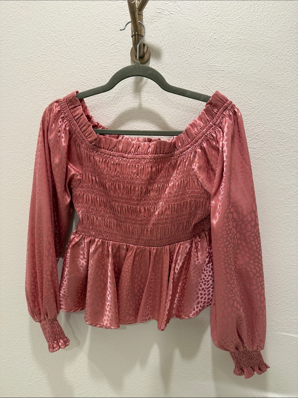 glam Rose Smocked Off-Shoulder Peplum Blouse